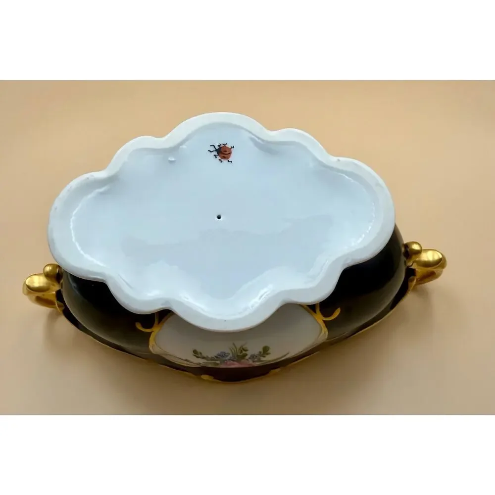 Vintage Irene Evelyn Becker Hand Painted Porcelain Centerpiece Bowl Ladybug